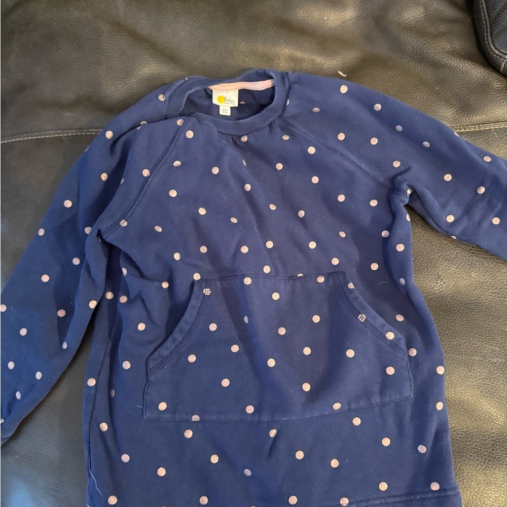 Mini Boden Blue and Pink Polka Dot Sweatshirt